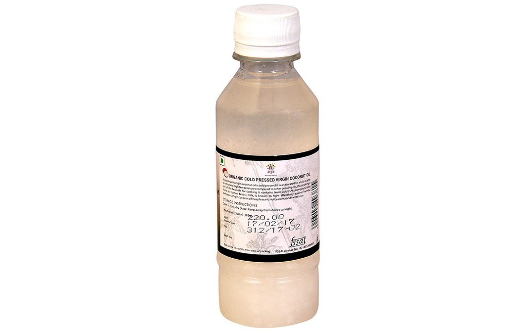 Arya Organic Cold Pressed Virgin Coconut oil   Bottle  200 millilitre